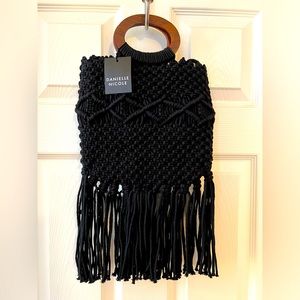 Danielle Nicole macrame fringe handbag NWT